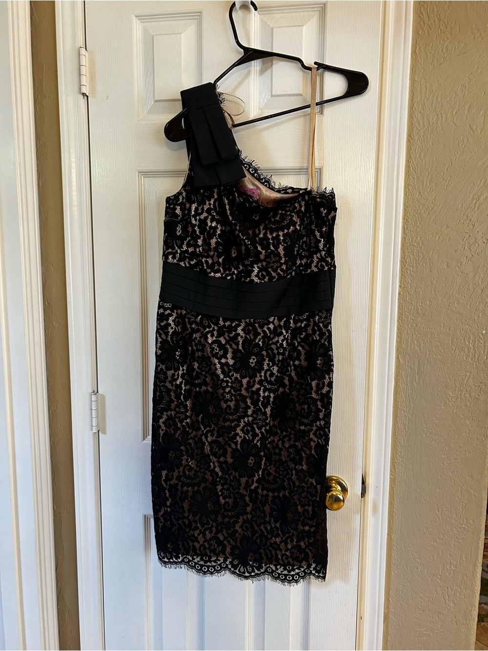 NWOT Eliza J Women's Black Lace One Shoulder Knee-Length Dress Ladies Size 10